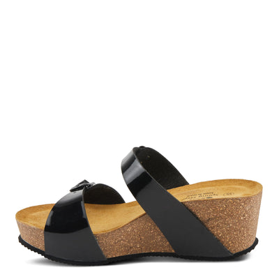 Spring Step BYNUM Women's Double Buckle Slip-On Wedge Sandals - Unique Buckle Strap Detailing, Moldable Footbed for All-Day Support