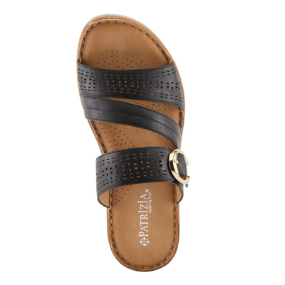 PATRIZIA Women's SHARONDA Asymmetrical Slide Wedge Sandals Black EU 38 / US 7.5-8