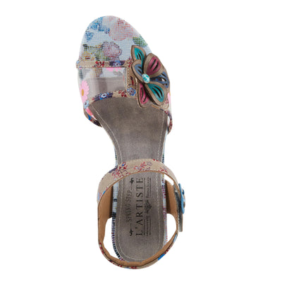 Spring Step L'Artiste Women's BREAKAWAY Floral Sandals - Dried Flower Block Heel, Hook and Loop Closure Grey Multi EU 38 / US 7.5-8