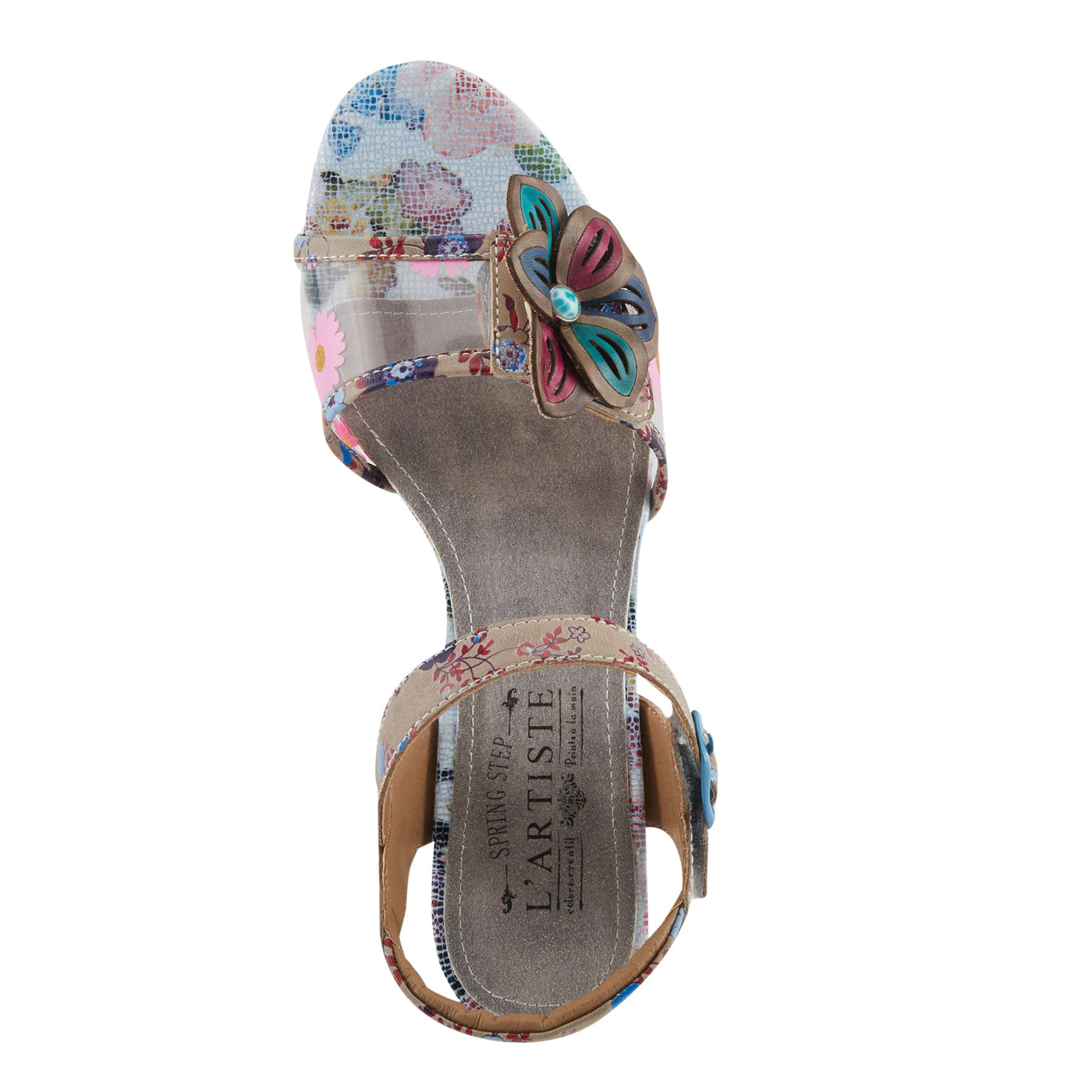 Spring Step L'Artiste Women's BREAKAWAY Floral Sandals - Dried Flower Block Heel, Hook and Loop Closure Tan Multi EU 37 / US 6.5-7