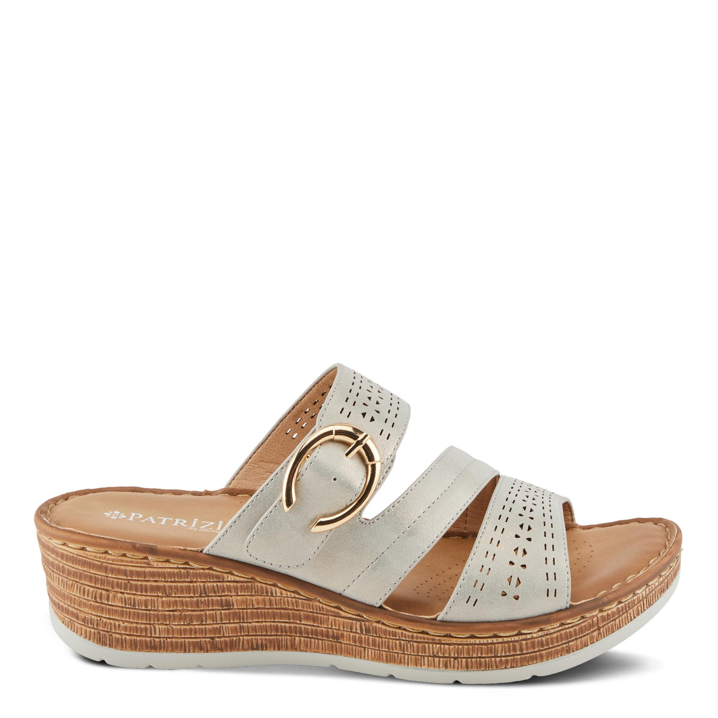 PATRIZIA Women's SHARONDA Asymmetrical Slide Wedge Sandals Silver EU 38 / US 7.5-8