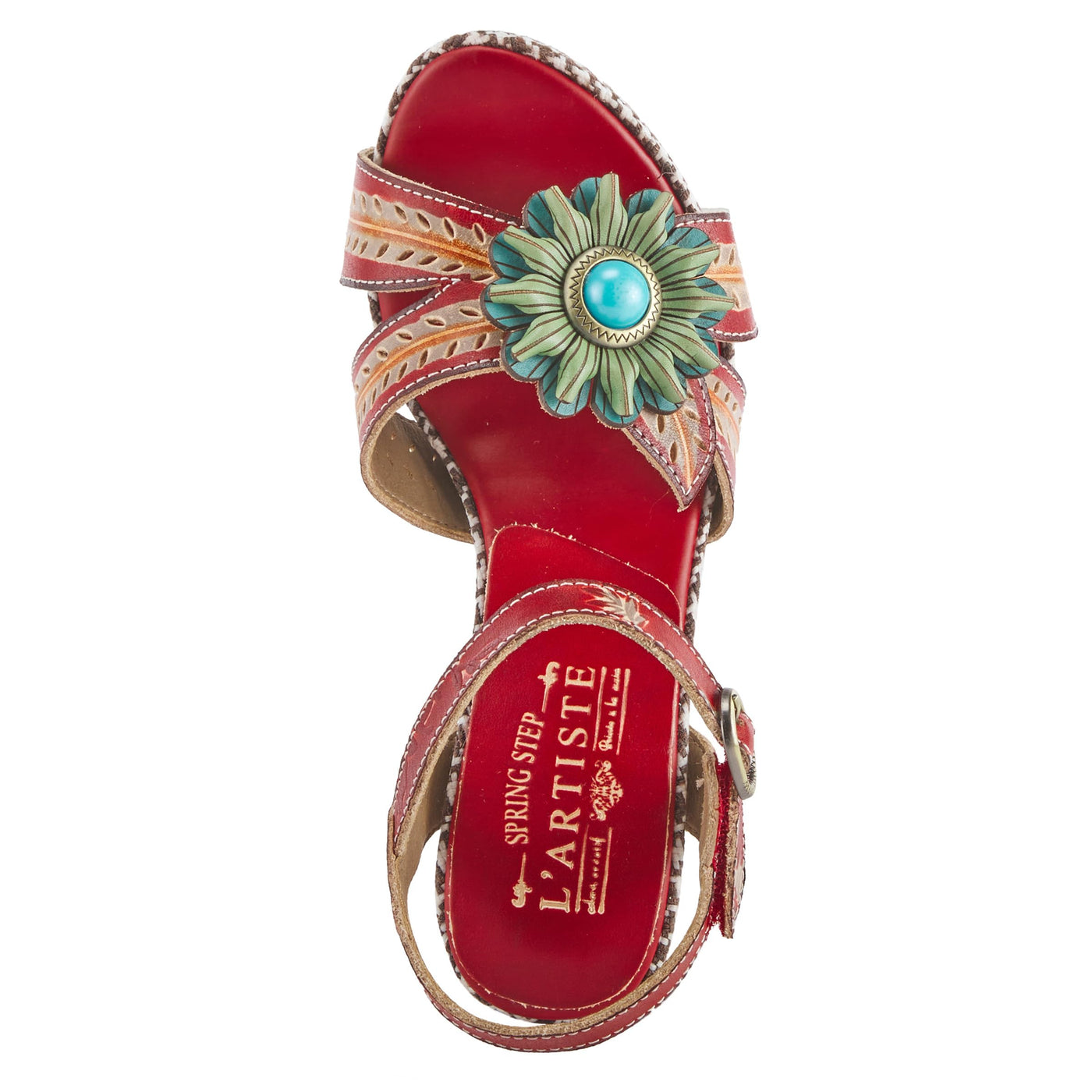 Spring Step L'Artiste Women's Astarr Ankle Strap High Heel Sandal Red Multi EU 39 / US 8.5