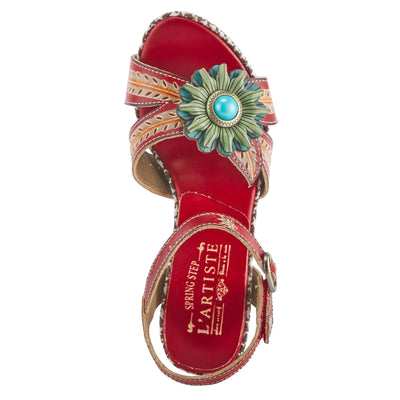 Spring Step L'Artiste Women's Astarr Ankle Strap High Heel Sandal Red Multi EU 39 / US 8.5