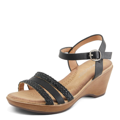 PATRIZIA Women's ZINOVIA Braided Strap Wedge Sandals Black Multi EU 41 / US 9.5-10