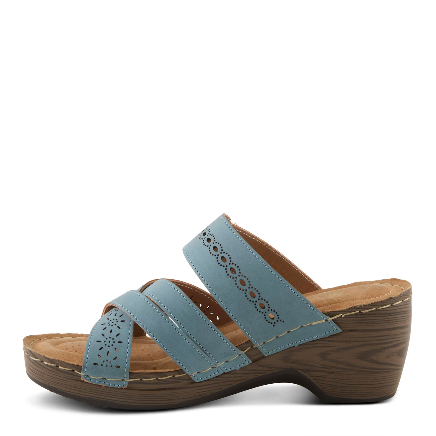 PATRIZIA Women's AURATAY Hook and Loop Demi Wedge Sandals - Cushioned Footbed, Adjustable Fit, Faux Leather Design DENIM BLUE EU 37 / US 6.5-7