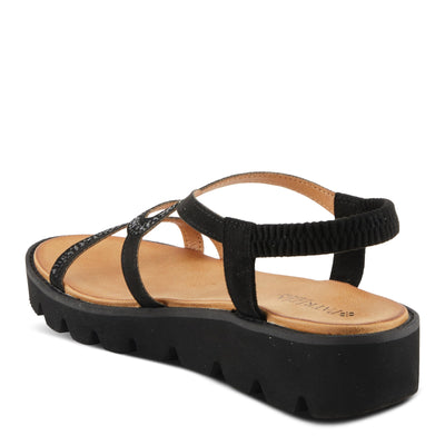 PATRIZIA Women's ZIGGED Zigzag Rhinestone Platform Stretch Back Sandals Black EU 42 / US 10.5-11