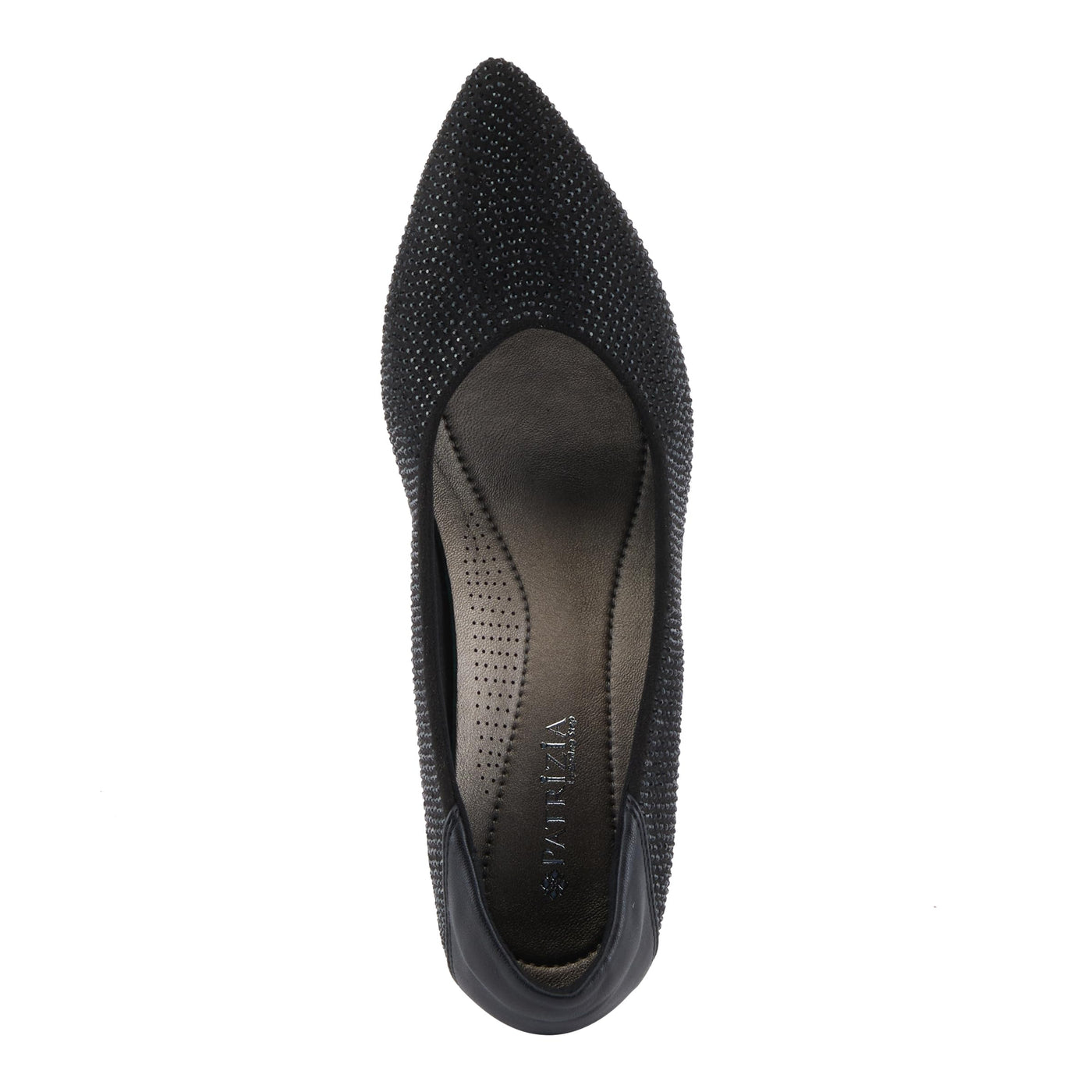 PATRIZIA Women's Senna Block Heel Pumps with Pointy-Toe Silhouette, Shimmering Crystals, and Comfortable Fit Black EU 38/ US 7.5-8