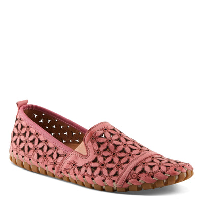 Spring Step Flowerflow Shoes for Women - Leather Womens Loafer with Floral Laser Cutout - Comfortale Slip-On Shoes for Womens