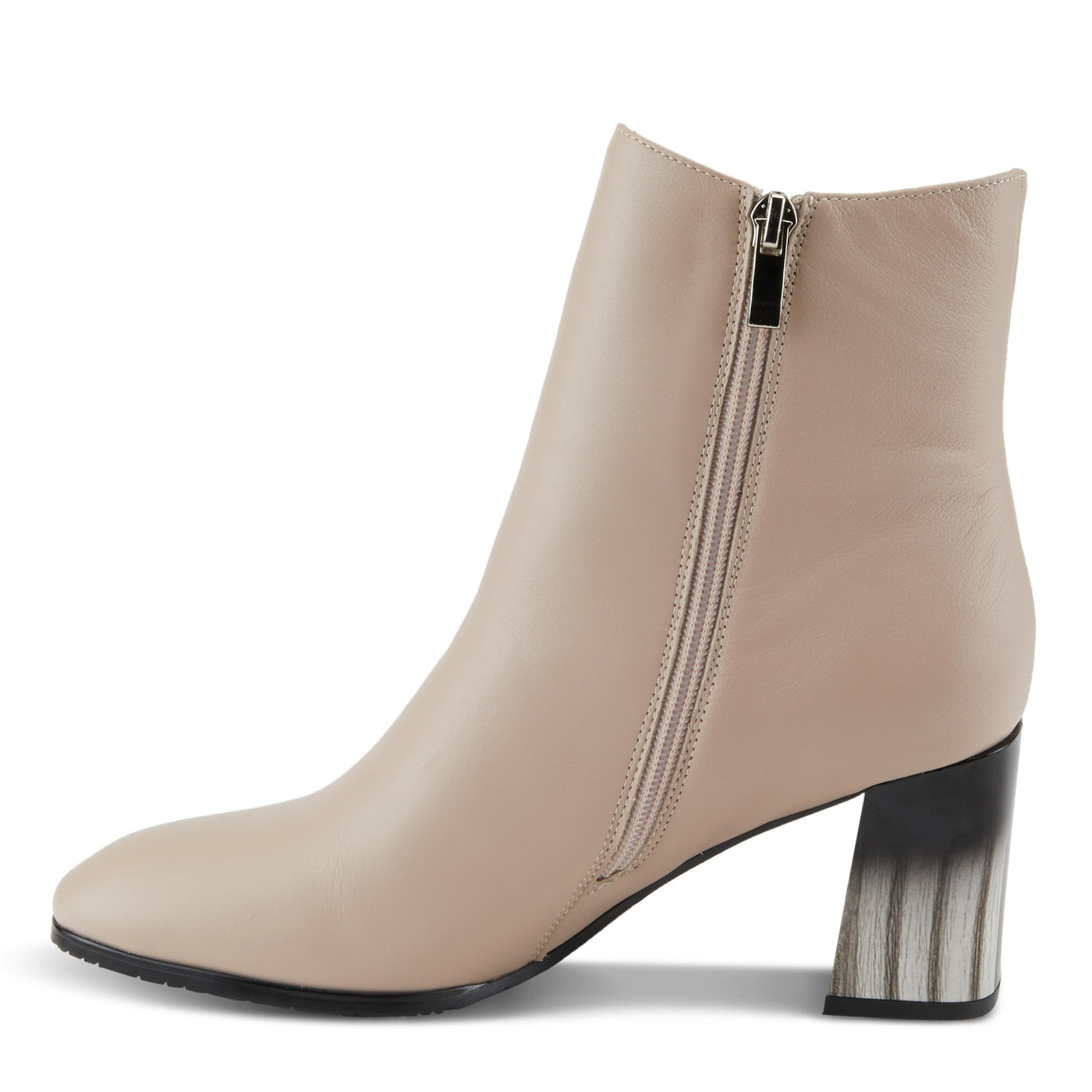 Azura Spring Step Fabulosa V Collar Ankle Boots for Women - Premium Leather Women's Chelsea Boots with Side Zippers - Beige EU 41 / US 9.5-10