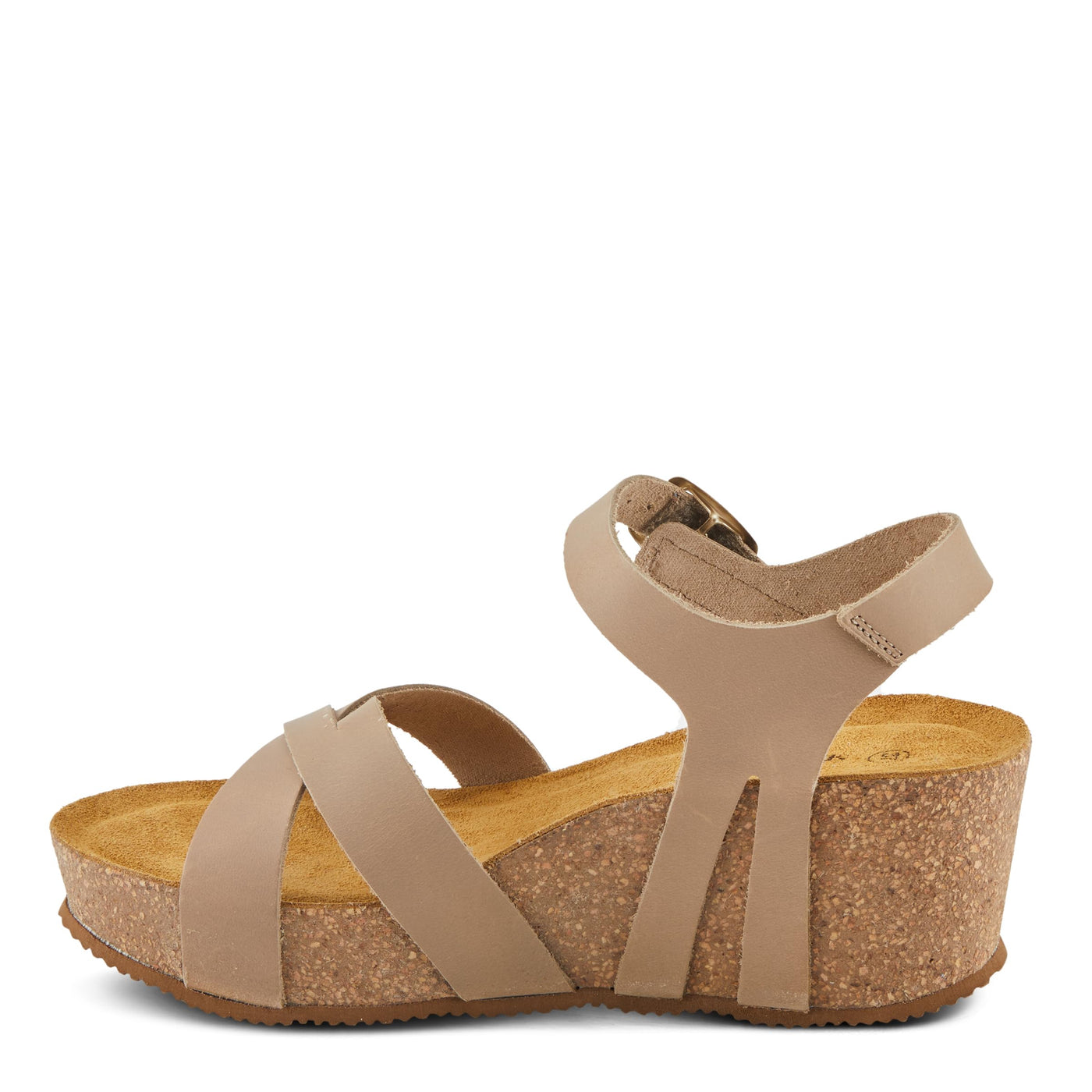 Spring Step BURTON Women's Wedge Sandals - Adjustable Buckle, Supple Leathers, Moldable Footbed Taupe EU 37 / US 6.5-7