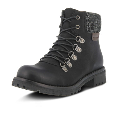 PATRIZIA Spring Step Clarris Lace-Up Booties for Women - Ladies Boots with Cozy Faux Fur Lining - Tonal Stitching Ankle Boots for Womens - Black EU 36 / US 5.5-6