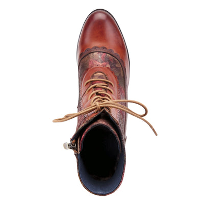 Spring Step L’Artiste Bewitch-Floral Booties for Women - Ankle Boots with Lace-Up and Zipper Closure - Comforble Boot for Women - Brown Multi EU 42 / US 10.5-11