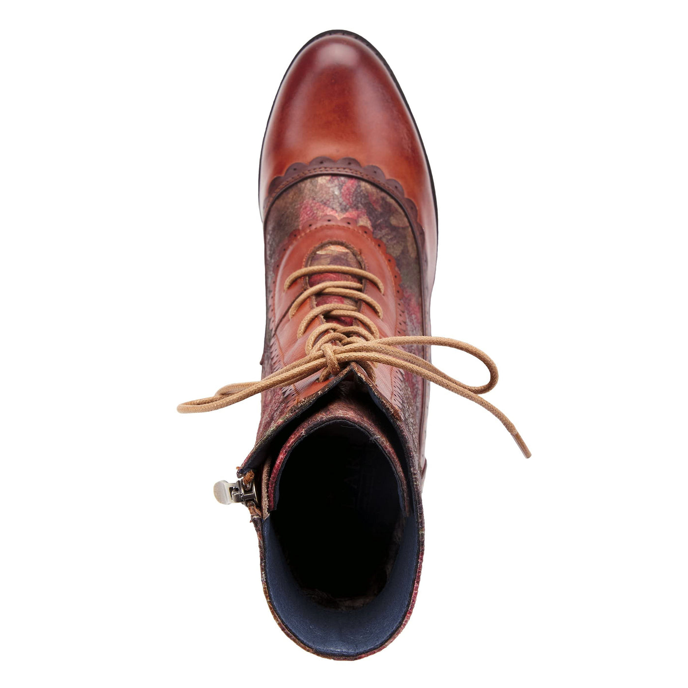 Spring Step L’Artiste Bewitch-Floral Booties for Women - Ankle Boots with Lace-Up and Zipper Closure - Comforble Boot for Women - Brown Multi EU 43 / US 11.5-12