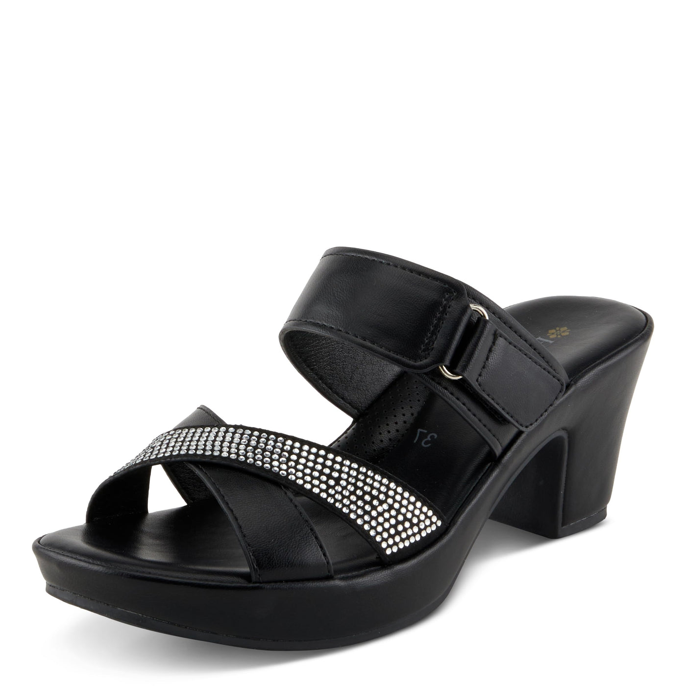 PATRIZIA Women's SCALAN Crystal-Adoed Slide Sandals Black EU 40 / US 9