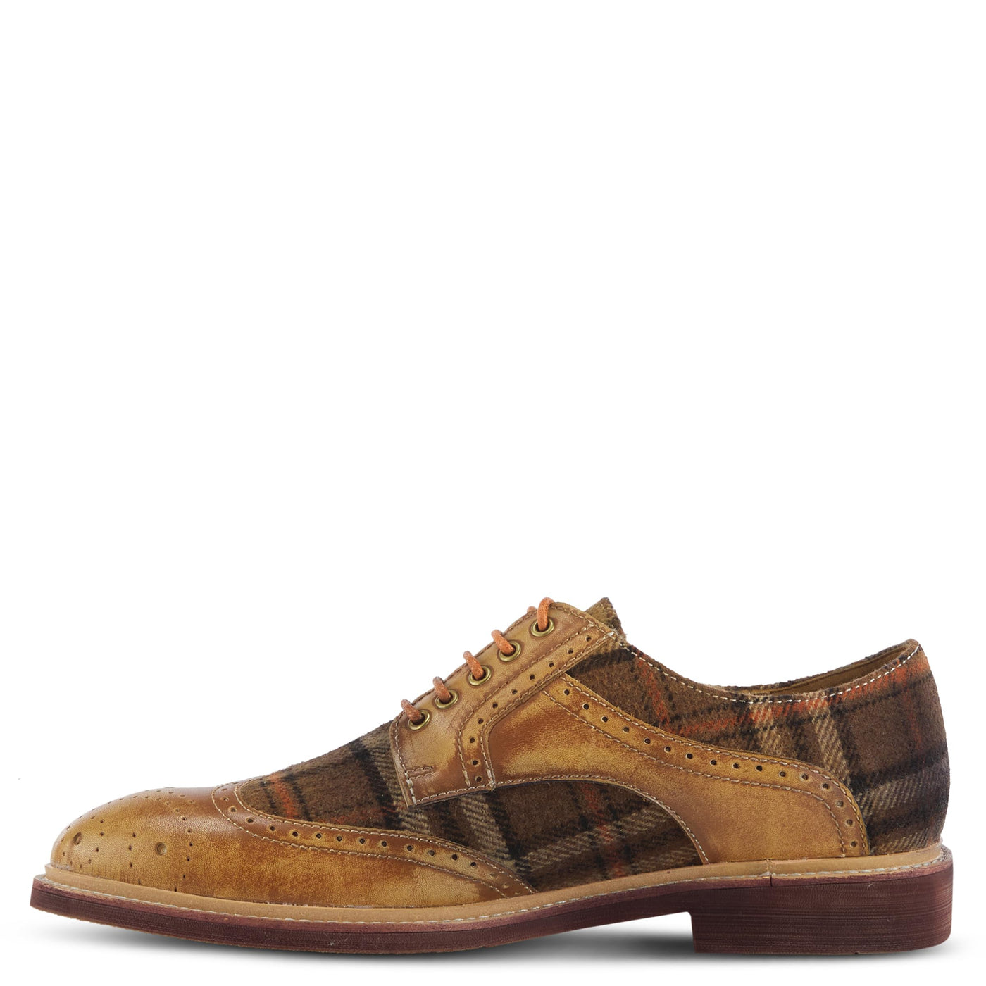 Spring Step L'Artiste Men's Thavo-Plaid Leather Oxford Shoes Tan Multi EU 40 / US 7-7.5