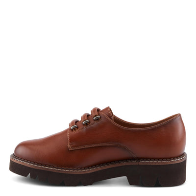 PATRIZIA Women's HAZELINA Oxfords with Burnished Finish, Elastic Laces, and Lightweight EVA Sole Camel EU 37 / US 6.5-7