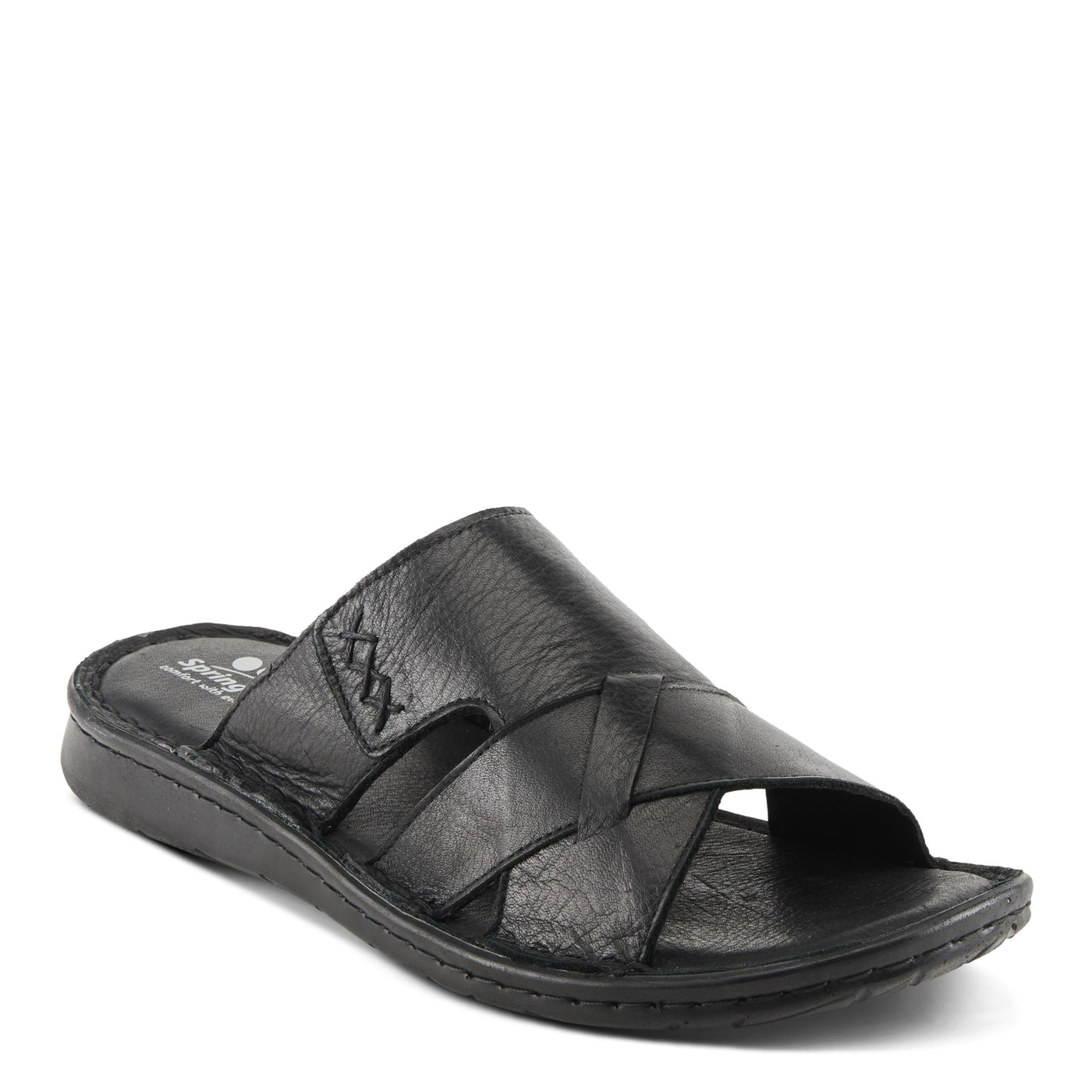Spring Step Men Men's Nunzio All-Leather Slide Sandal - Cushioned Footbed Black EU 44 / US 10.5-11