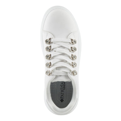 PATRIZIA Women's Leontine Sneakers with D-Ring Metallic Eyelets, Crystal Embellishments, and Comfortable Fit White EU 40 / US 9