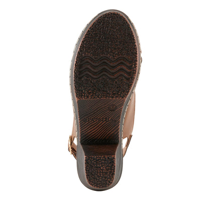 PATRIZIA Women's ADDISYN Buckle Sandals - Floral Stud Embellishments, Adjustable Fit, Faux Wood Heel BROWN EU 40 / US 9