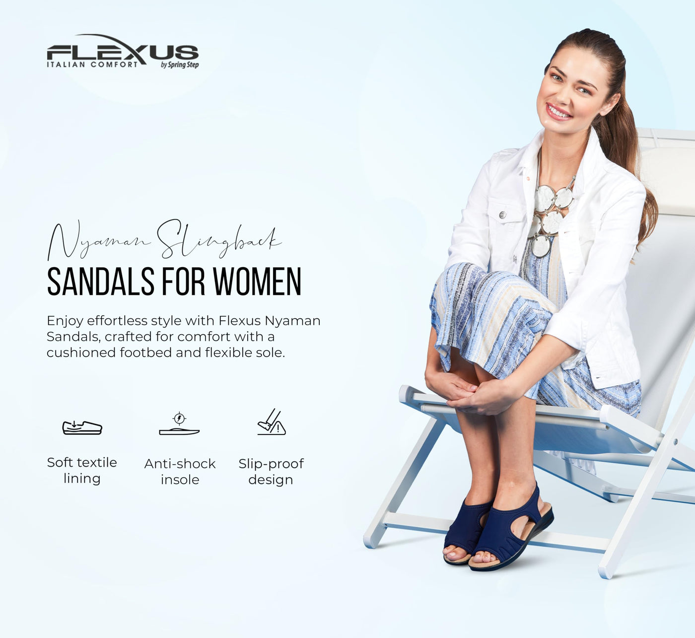 Flexus Nyaman Pindott Slingback Sandals for Women | Lightweight, Adjustable and Iridescent Women's Footwear for All Day Comfort, Made in Italy BLACK EU 38 / US 7.5-8