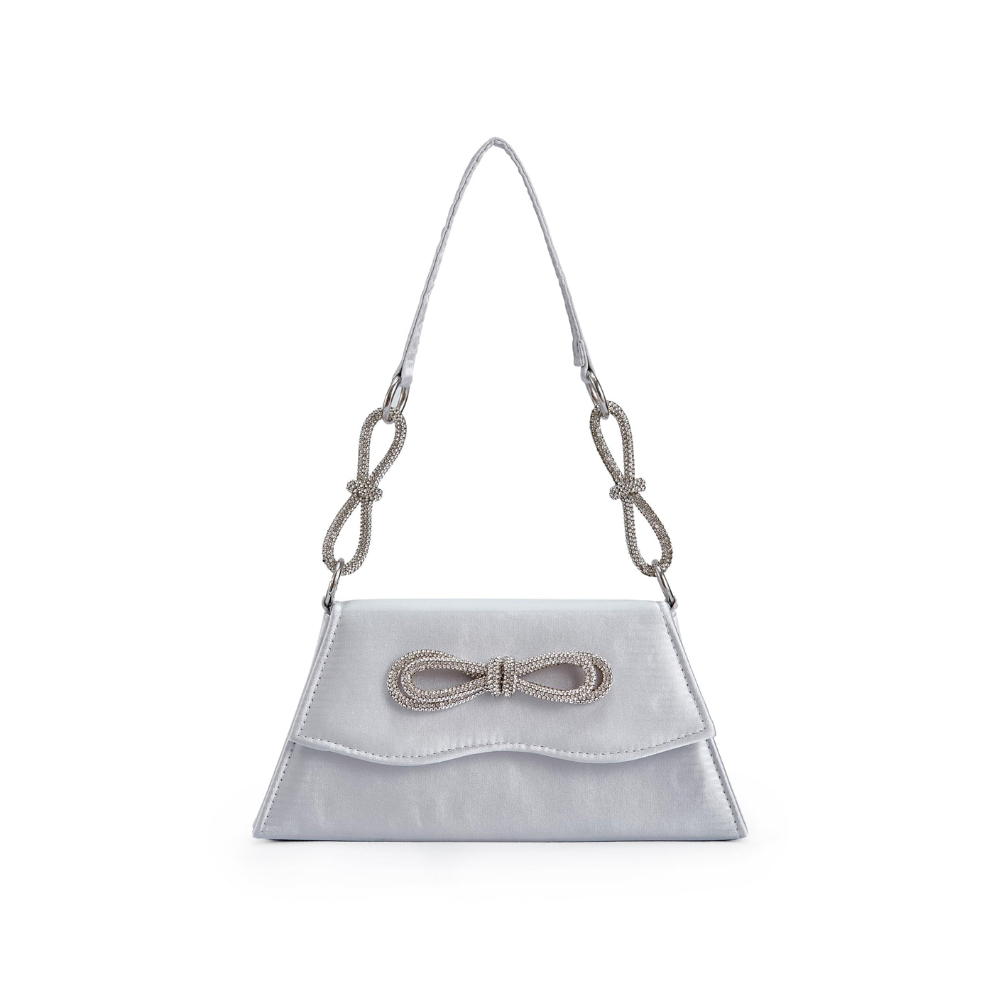 Lady Couture AMY Rhinestone Bow Handbag, Silver
