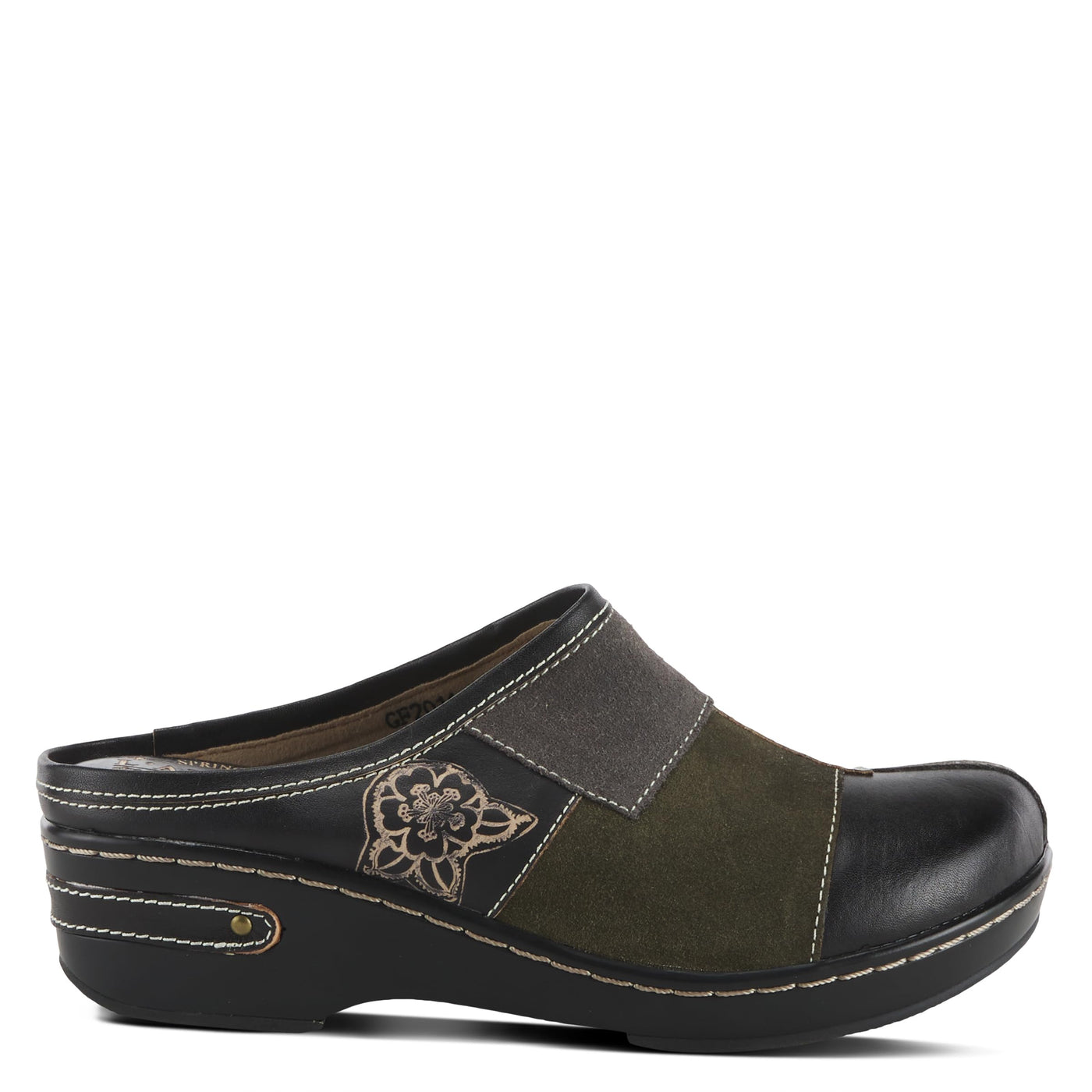 Spring Step L'Artiste Women's Woodside Leather Open Back Clog Black Multi EU 37 / US 6.5-7