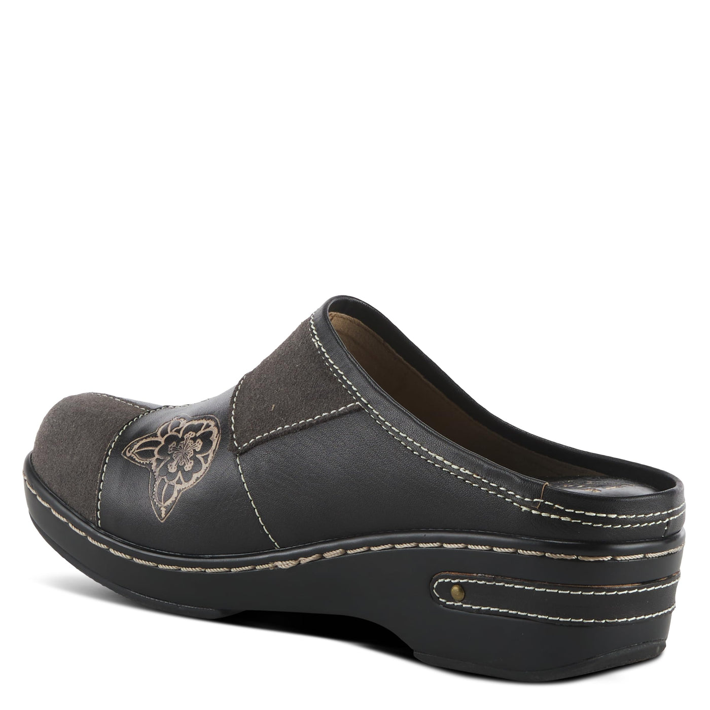 Spring Step L'Artiste Women's Woodside Leather Open Back Clog Black Multi EU 41 / US 9.5-10