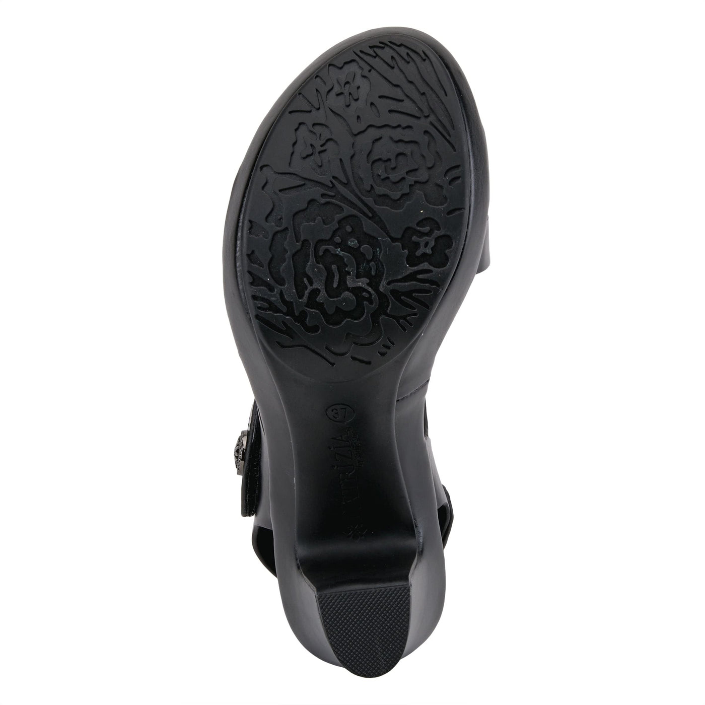 PATRIZIA Spring Step Asymadade Sandals for Women - Low Heel Slip-On Summer Sandals - Ladies Casual Platform Sandal with Hook and Loop - Black EU 42 / US 10.5-11