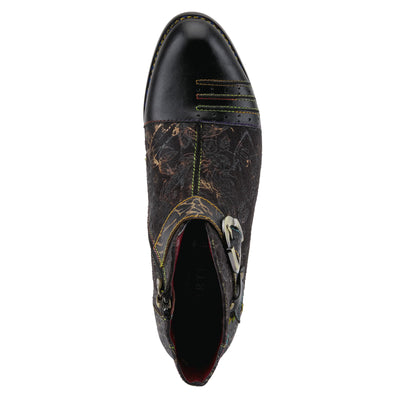 L'Artiste Women's Georgiana Chelsea Boot – Hand-Painted Leather with Metallic Microsuede, Decorative Buckle, and Rainbow Stitching Black Multi EU 38/7.5-8