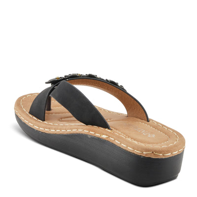 PATRIZIA Women's TAHIRI Jeweled Thong Wedge Sandals Black EU 37 / US 6.5-7
