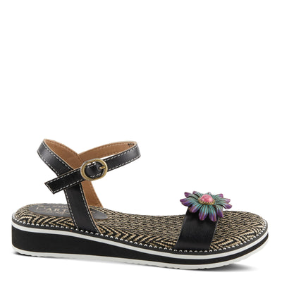 Spring Step L'Artiste Women's Tilton - Casual-Chic Hand-Painted Floral Sandals Black EU 35 / US 5