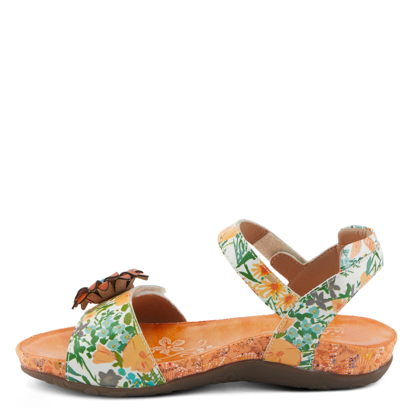 Spring Step L'Artiste Women's GLADYSTEE Leather Padded Sandals - Vibrant Hand-Painted Floral Design, Adjustable Fit