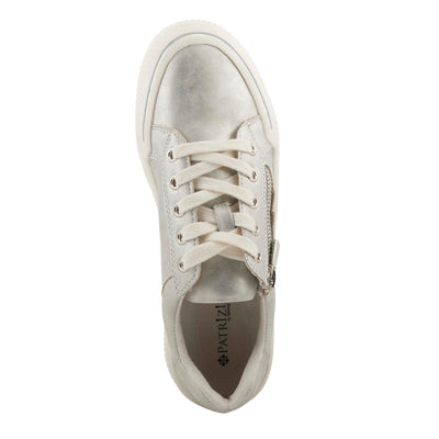 PATRIZIA Women's DARAH Fashion Sneakers with Functional Zipper, Lace Keeper, and Comfortable Fit Silver EU 37 / US 6.5-7