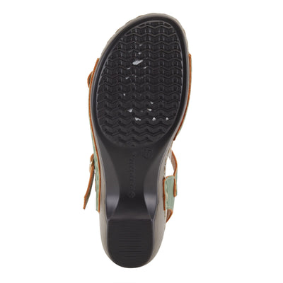 PATRIZIA Spring Step Shantay Wedge Sandals for Women - Ladies Sandals with ankle strap buckle closures - Womens Casuals Sandals for Outdoor - Light Green EU 37 / US 6.5-7