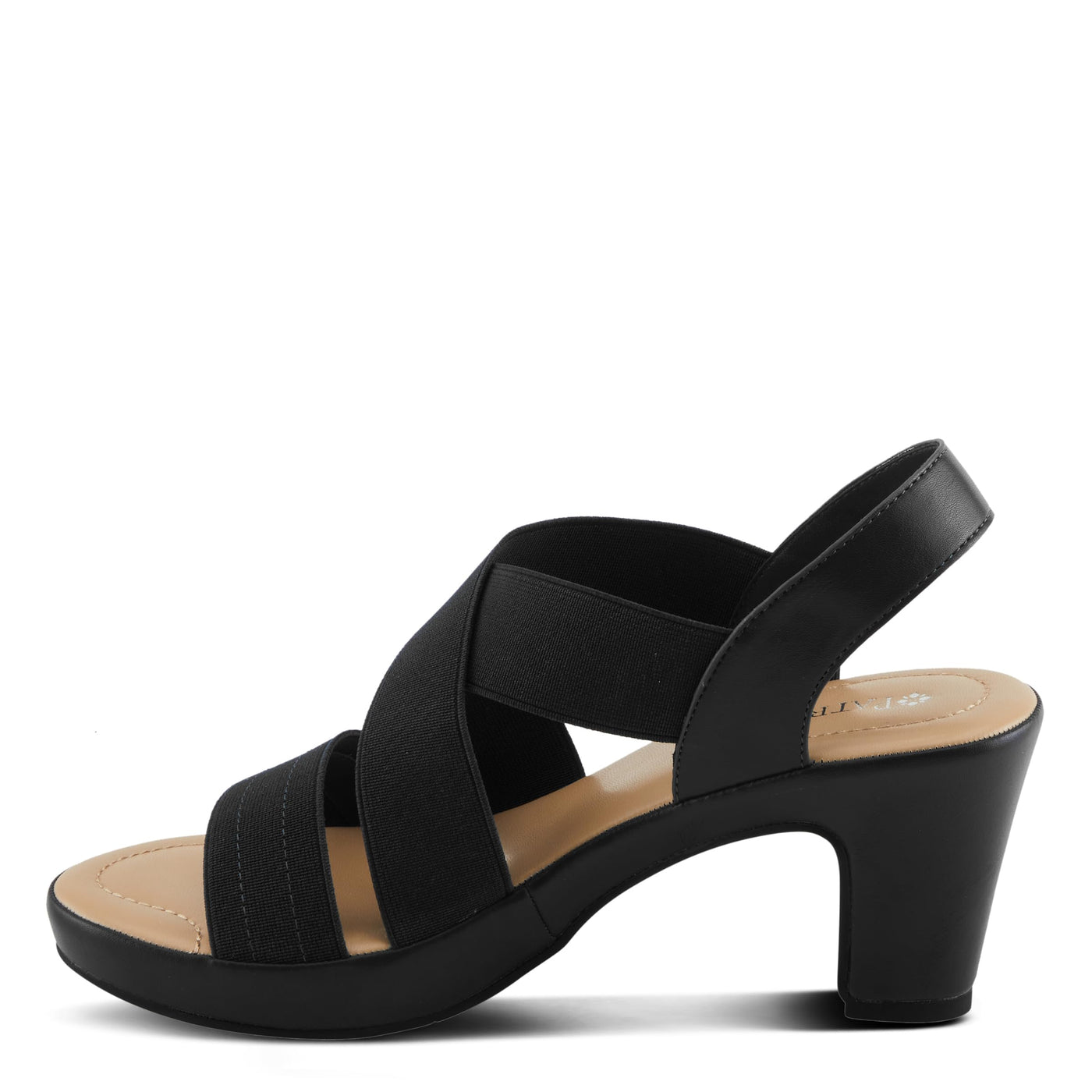 PATRIZIA Women's DIYA-STRETCH Slingback Cross-Over Heeled Sandals Black EU 41 / US 9.5-10