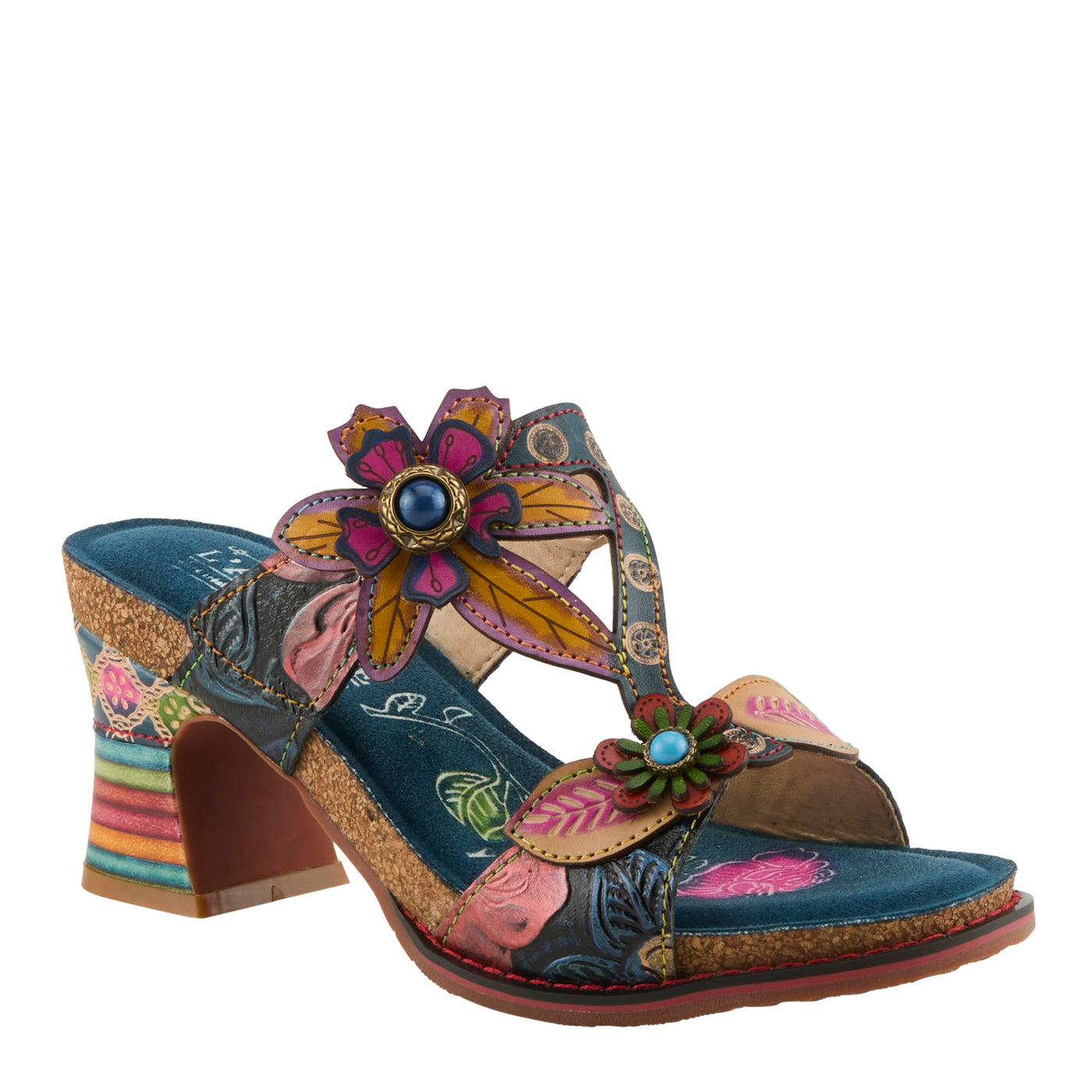Spring Step L'Artiste Women's Rossie Slide High Heel SandalNavy Multi EU 36 / US 5.5-6