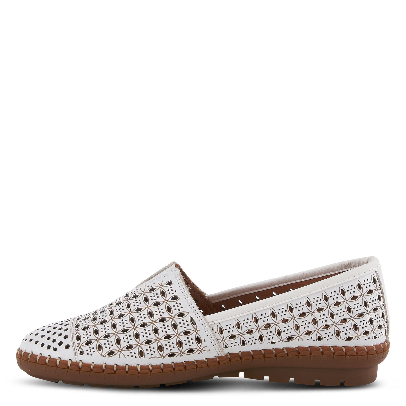 Spring Step Oralis Leather Loafers for Women - Comfortable Slip-On Shoes with Rubber Outsole - Ladies Casual Loafers with Low Heel - White EU 42 / US 10.5-11