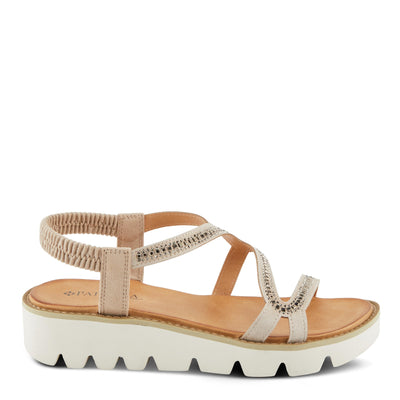 PATRIZIA Women's ZIGGED Zigzag Rhinestone Platform Stretch Back Sandals Taupe EU 42 / US 10.5-11
