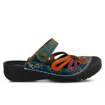 L'artiste by Spring Step Women's Copa Flat Sandal, Blue/Multi, 41 EU/9.5-10 M US