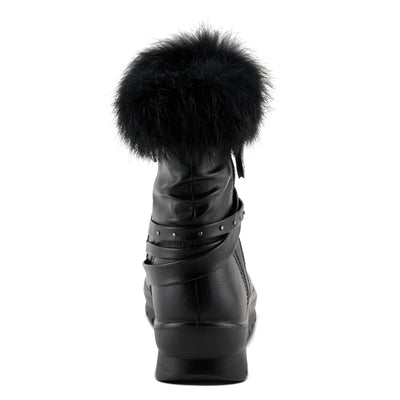 Flexus Women's YAMINA Platform Booties with Faux Fur Shaft, Lug Sole, and Inner Zipper Closure