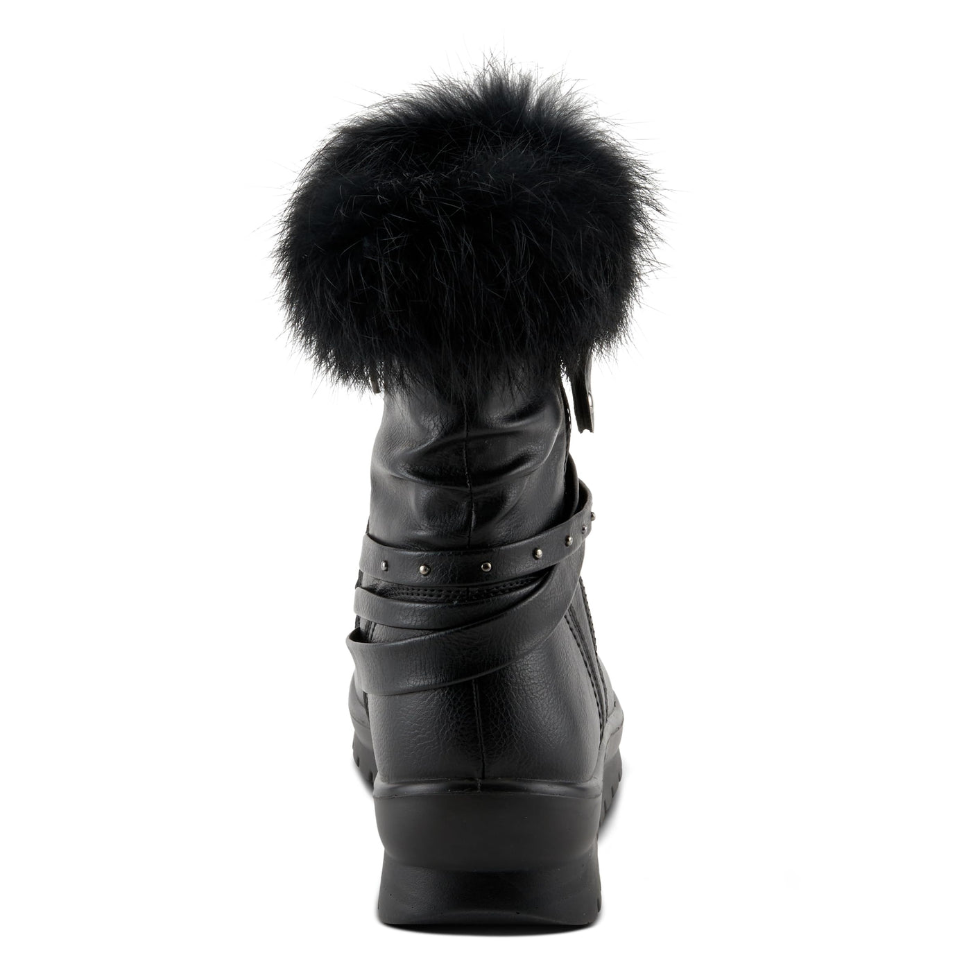 Flexus Women's YAMINA Platform Booties with Faux Fur Shaft, Lug Sole, and Inner Zipper Closure Black EU 39 / US 8.5