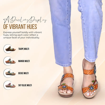 Spring Step L'Artiste Women's Aymee Slide Sandal Sky Blue Multi EU 39 / US 8.5