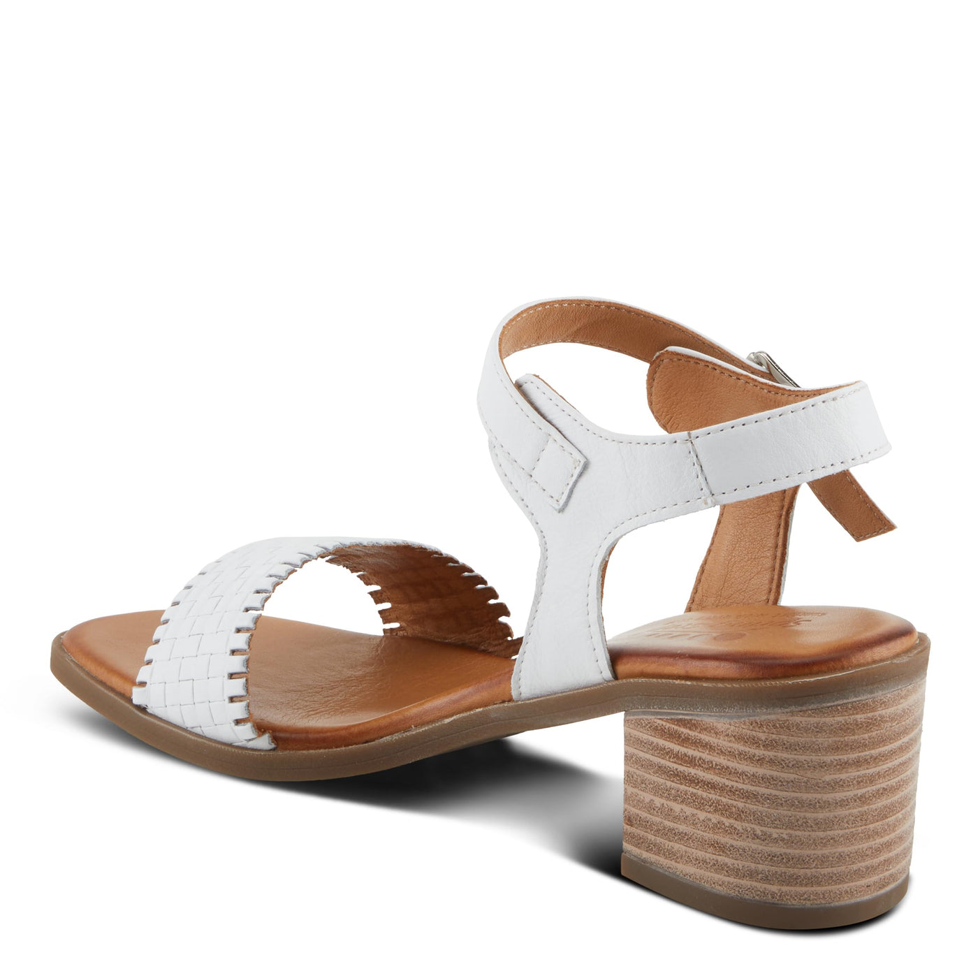 Spring Step NIFONA Women's Embossed Leather Sandals with Cushioned Footbed and Stacked Heel White EU 36 / US 5.5-6