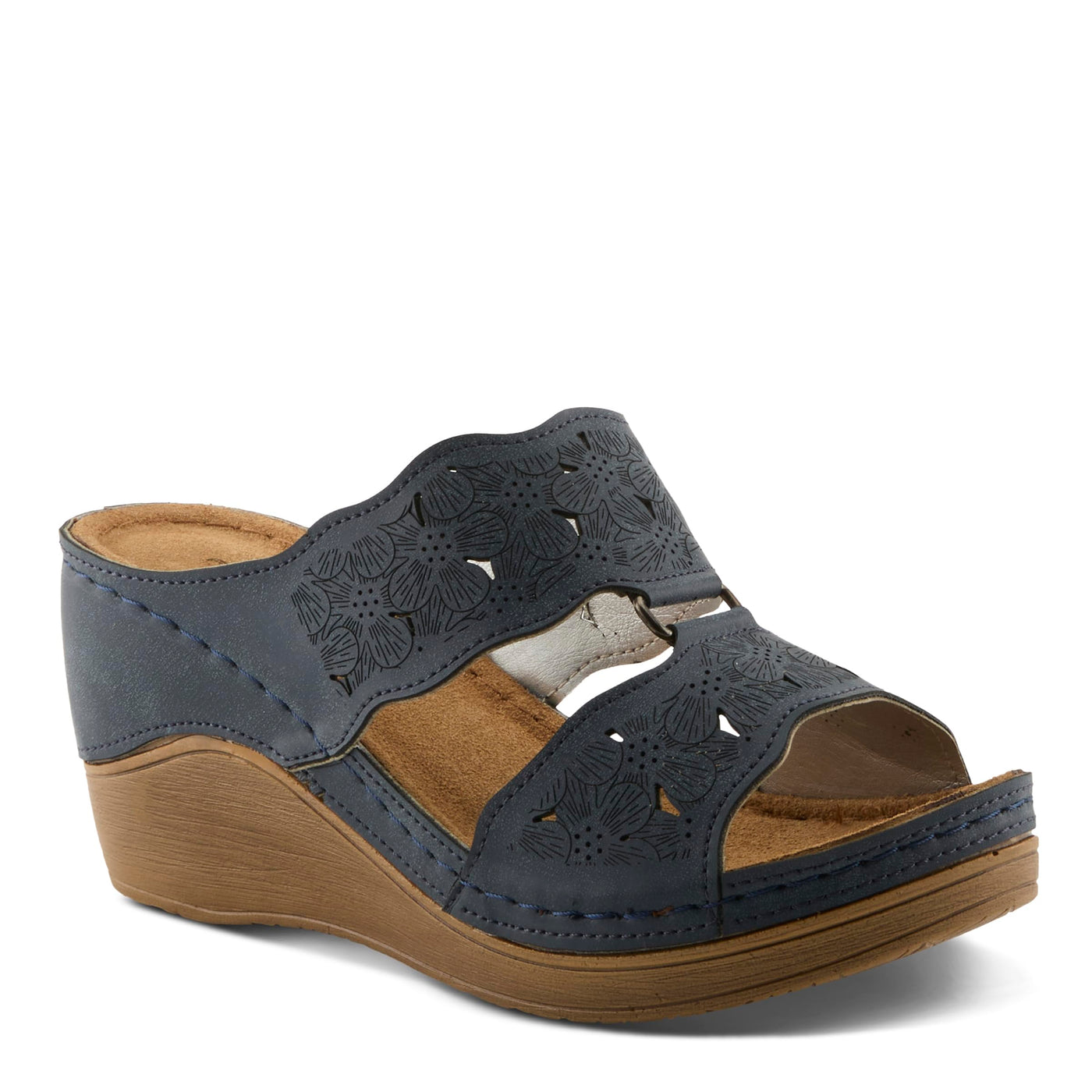 Flexus Women's Dreiser Slide Wedge Sandal Navy EU 37 / US 6.5-7