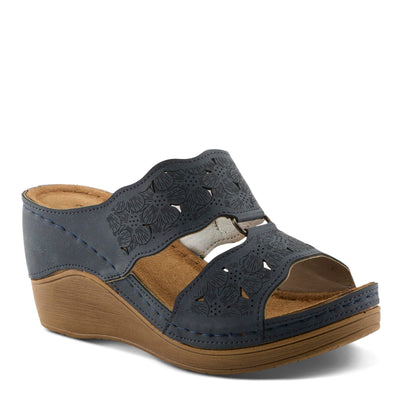 Flexus Women's Dreiser Slide Wedge Sandal Navy EU 37 / US 6.5-7
