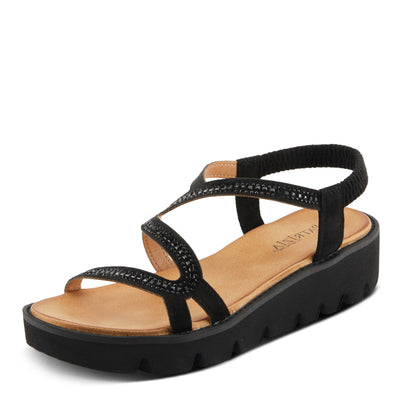 PATRIZIA Women's ZIGGED Zigzag Rhinestone Platform Stretch Back Sandals Black EU 42 / US 10.5-11