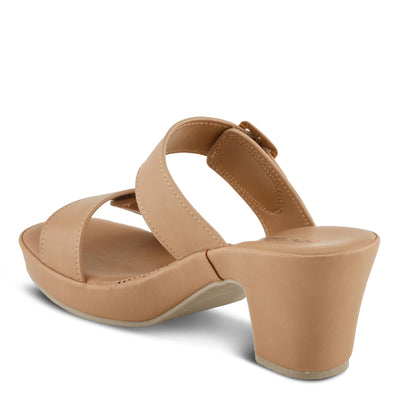 PATRIZIA Women's SANCIA Two Strap Slide Heeled Sandals Beige EU 37 / US 6.5-7
