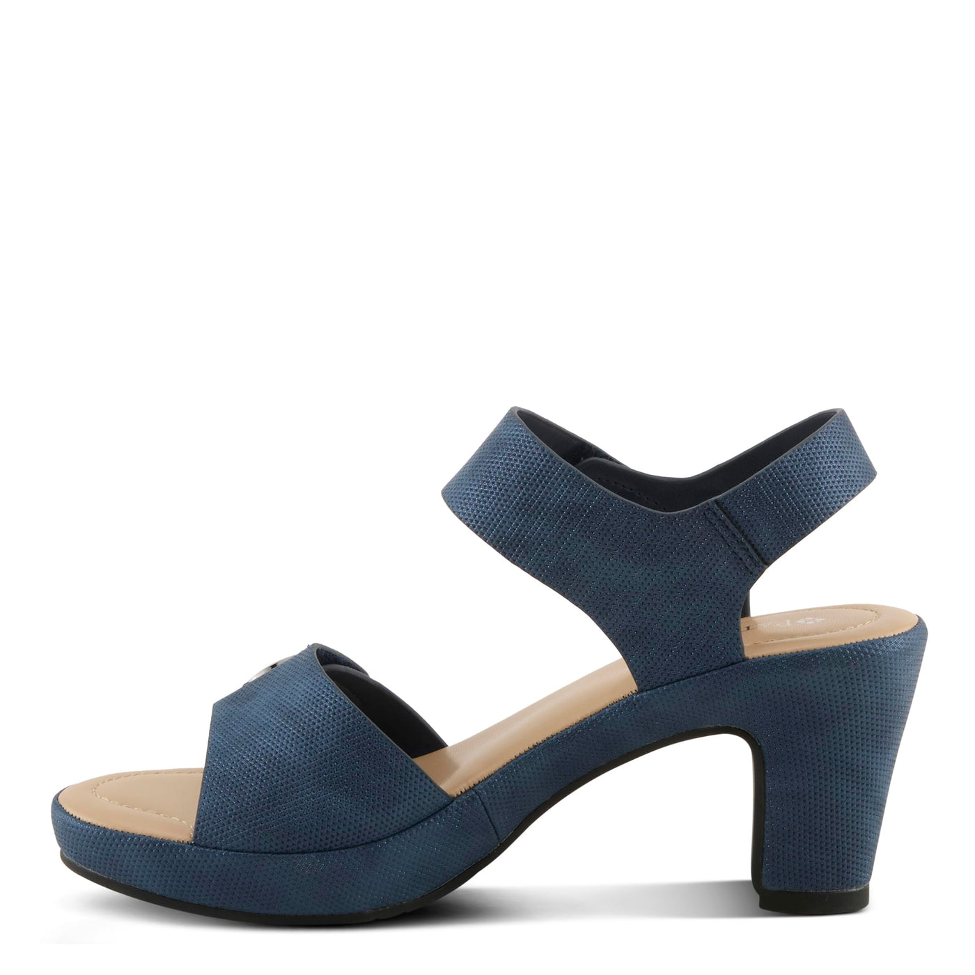 PATRIZIA Women's DADE-WOVEN Hook and Loop Sandals - Textured Faux Leather with Gold Button Accents, Adjustable Fit BLUE EU 38 / US 7.5-8