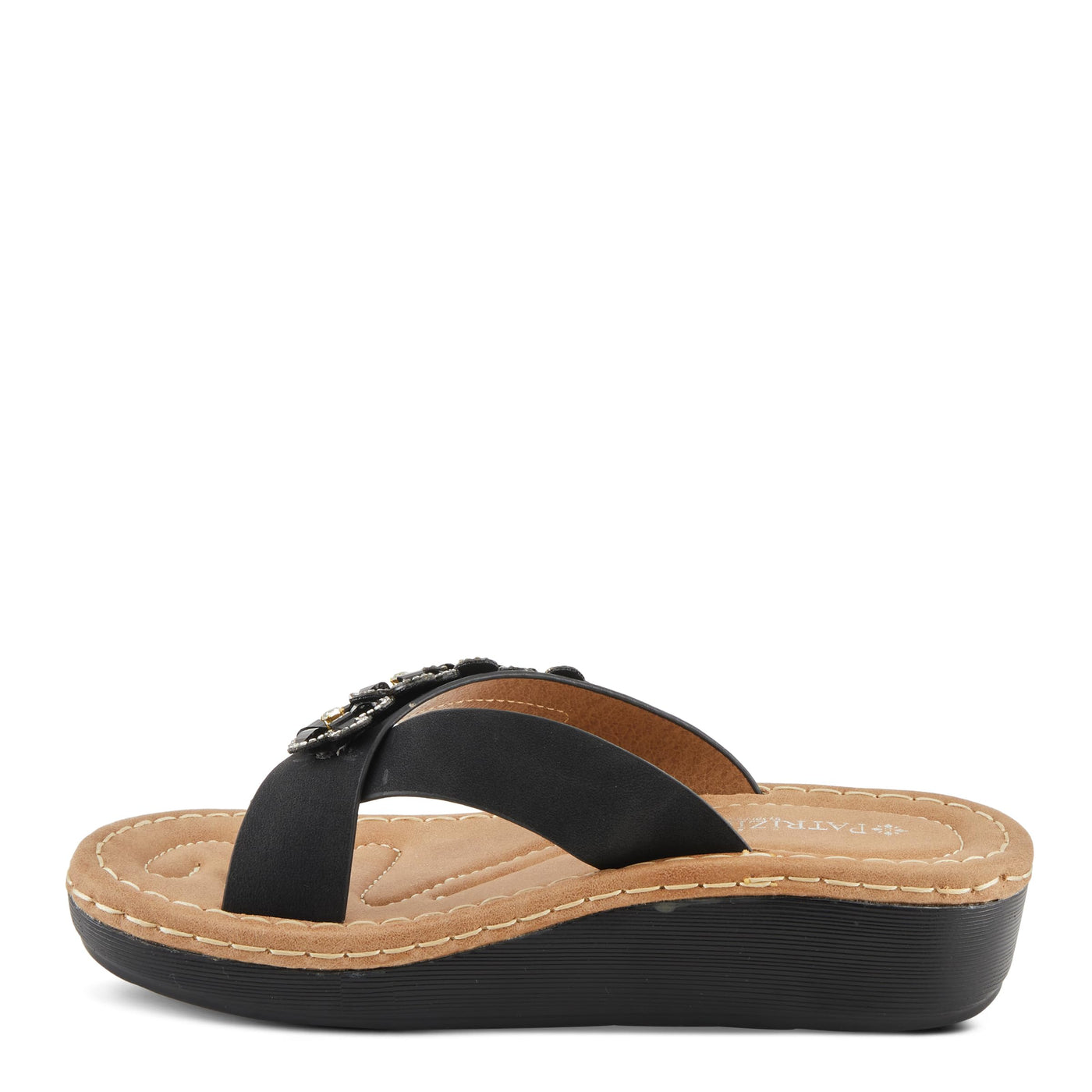 PATRIZIA Women's TAHIRI Jeweled Thong Wedge Sandals Black EU 37 / US 6.5-7