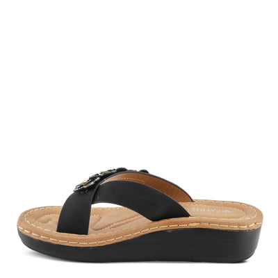 PATRIZIA Women's TAHIRI Jeweled Thong Wedge Sandals Black EU 37 / US 6.5-7